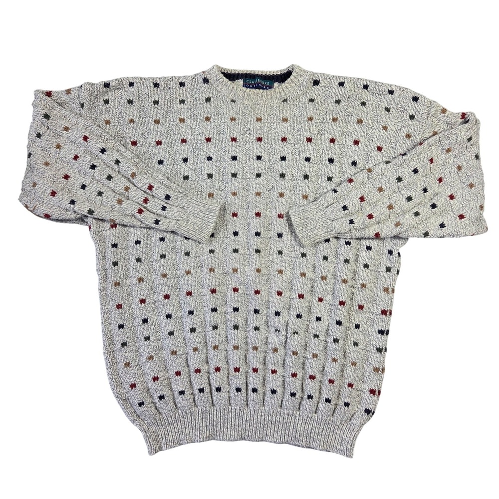 Claybrooke Outdoors Mens XXL Cotton Geometric Crewneck Sweater Made USA Grunge‎